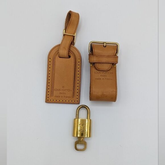 Louis Vuitton Luggage Tag w/ Strap and Padlock & Key - Picture 1 of 10